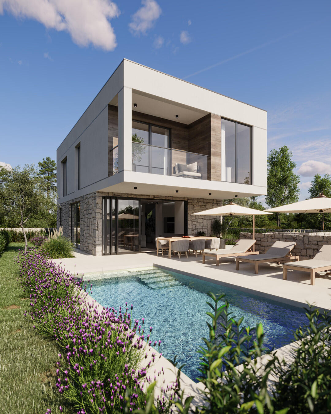 Untitled Photorealistic Exterior 3D Render Of A Modern House With Swimmingpool