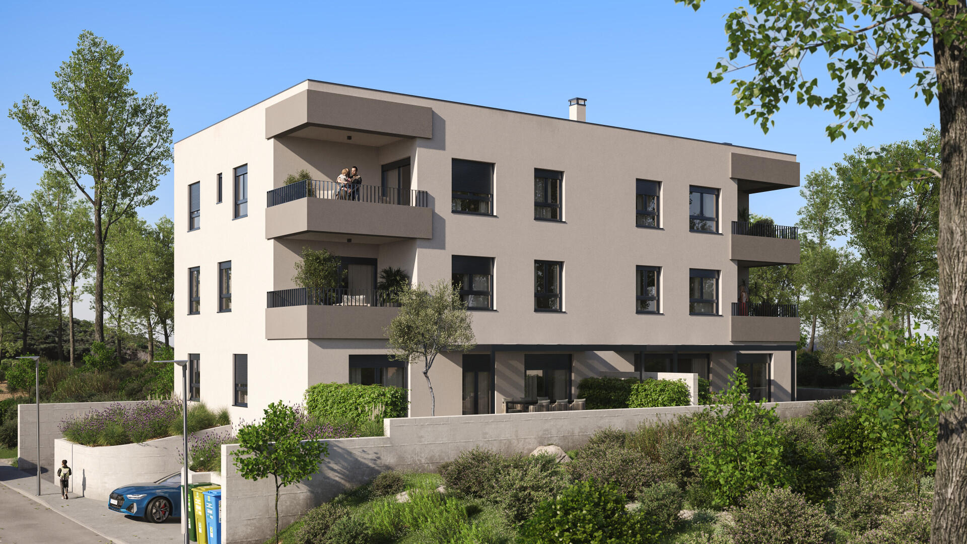 Untitled Photorealistic Exterior 3D Render Of A Modern Building with balconies in Croatia